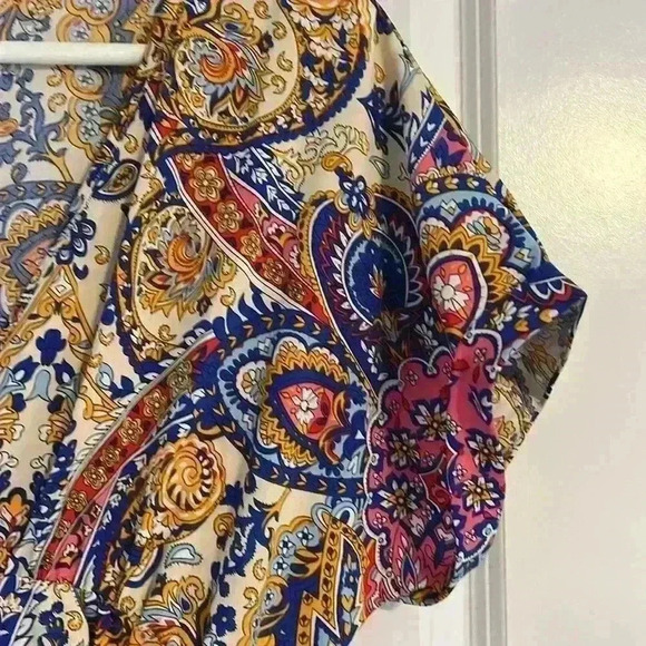 SHEIN VCAY Paisley Print Lune batwing sleeve Dress elastic waist size Large - Picture 3 of 9